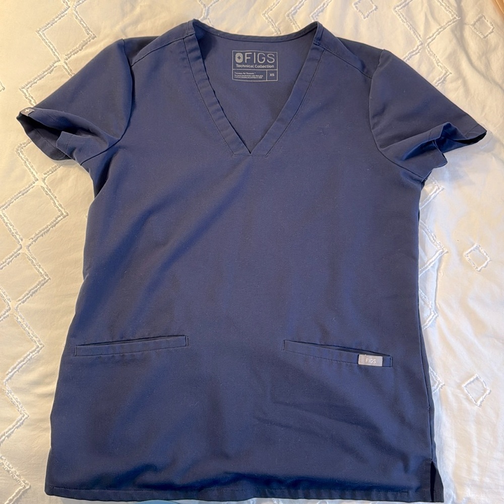 Figs Scrub Top- XS Navy